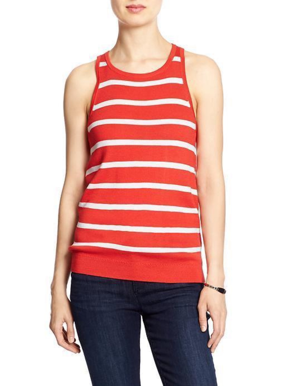 Banana Republic Red and White Striped Knit Tank